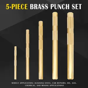 Brass Drift Punch Set, Hand Tool Punches Tools Home use 1/4-Inch 3/8-Inch 1/2-Inch 5/8-Inch 3/4-Inch 1/4'' 3/8'' 1/2'' 5/8'' 3/4'' 5Pc Replace for 67003-MAI 045256670034