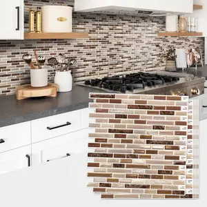 30.5*30.5cm - 3D Stereo Brown Faux Marble Wall Stickers - Peel and Stick, DIY Friendly, No Adhesive Needed - Artistic Self-adhesive Home Decor Wall Stickers Suitable for Dining Rooms, Bathrooms, and Kitchen Splashbacks, Marble Backsplash Wallpaper