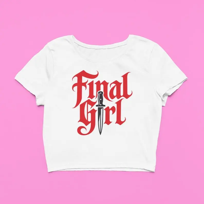 Final Girl Crop Top | Horror Movie Graphic  Tee, 90's Halloween Slasher Shirt