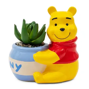 Disney Winnie the Pooh Hunny Pot Ceramic Mini Planter With Artificial Succulent