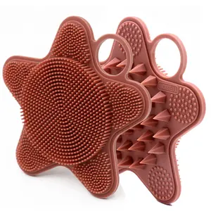 Loofah Exfoliating Body Scrubber 2 in 1 Face and Body Silicone Scrubber - Silicone Shower Brush Bath Sponge Loofah