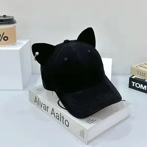 Adjustable Hat Solid Color Cute Cat Ears Baseball Cap Trendy Cartoon Dad Hat Casual Couple Sun Hats For Women