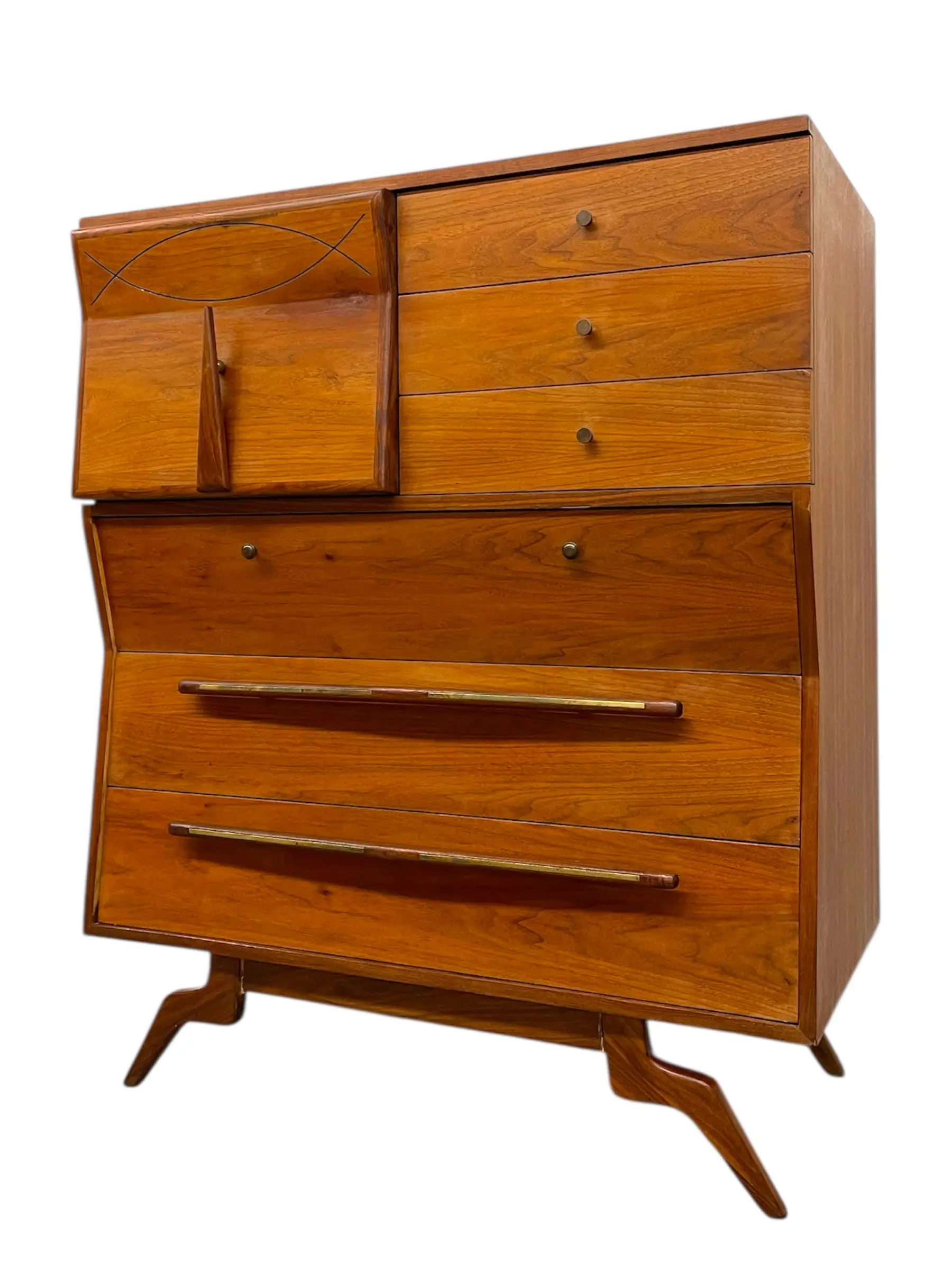 Vintage Mid-Century Modern Highboy Dresser Cabinet by John Cameron (Available by Online Purchase Only)