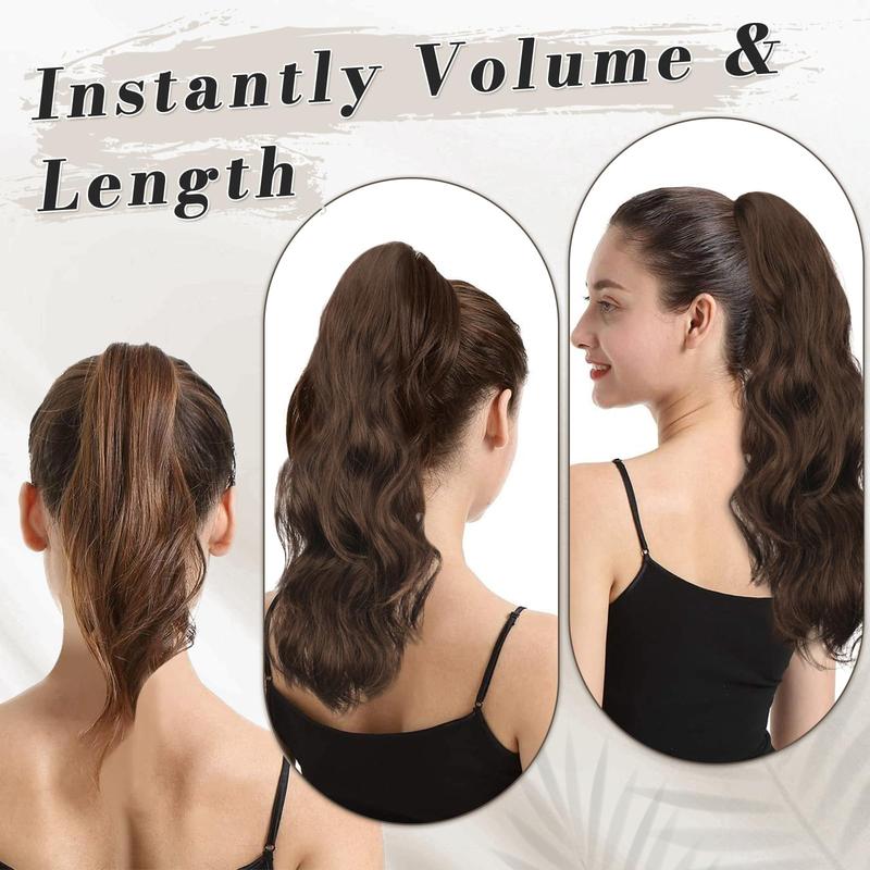 Yetta Body Wave Drawstring Ponytail Extension Synthetic Hair for Women Soft Wavy Curly Texture Lightweight Comfortable Easy to Wear 22 Inch Length Wig Clip Hair Extensions Knotless Box Braid Knotless Box Braid
