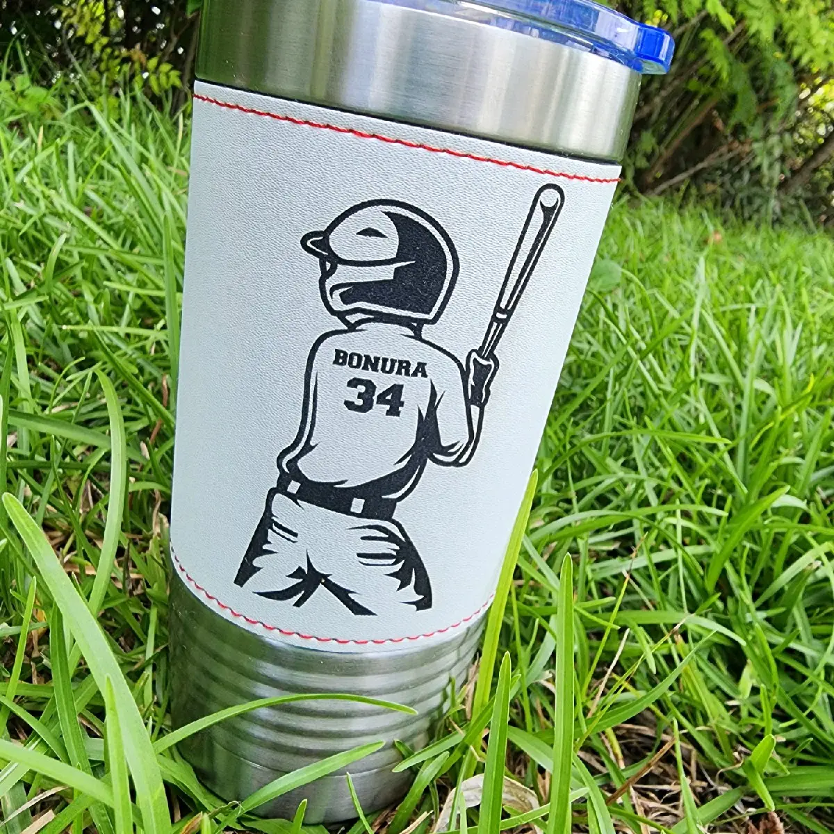 Personalized 20 oz Baseball Leatherette Tumbler