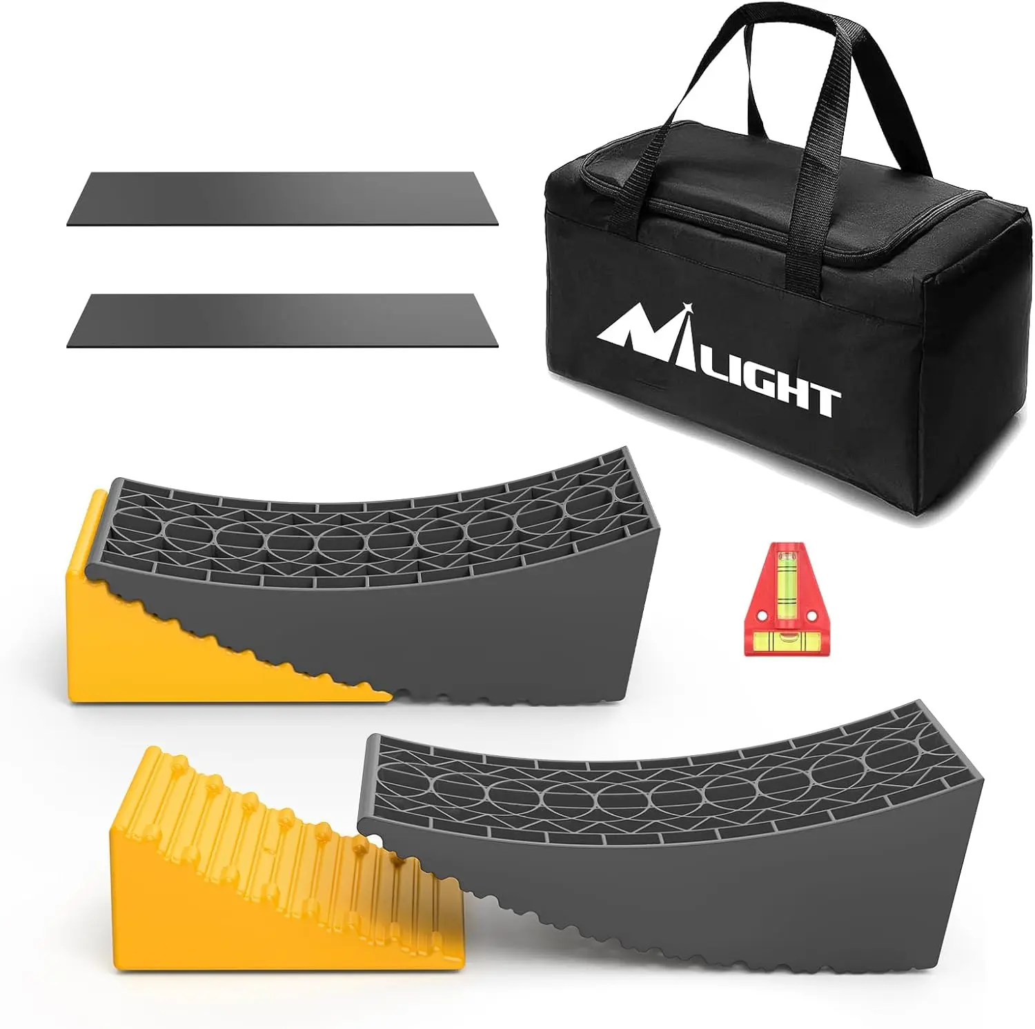 Nilight RV Leveler - 2-Pack Coverage Camper Leveling Blocks Ramp Support for Dual Axles, 1/2"-4" Leveling, 35,000lbs Capacity, Quick Minutes Level RV Accessories for Travel Trailer, Motorhome - Yellow