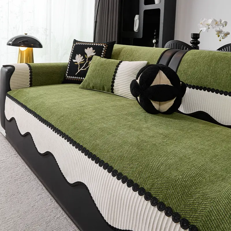 Soft Chenille Sofa Cover, Sofa Couch Covers, 1 Count Non-Slip Cushion, Elastic Sofa Slipcover, Durable Pet Friendly, All-Season Comfort, Suitable for Living Room, Bedroom, Office Decor, Suitable for one to four sofas