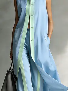 Classic Colorblock Button-Down Shirt