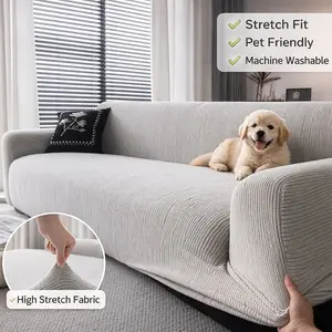 Modern Stretch Sofa Cover, Full-Body Couch Protector, Pet-Friendly, Suitable for All Season Sofas, Easy Care Furniture Guard