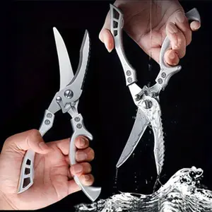 Heavy Duty Stainless Steel Kitchen Scissors, Multi-Purpose Shears for Fish Meat Chicken Vegetables, Professional Sharp Bone Cutter Scissor, Ultra Sharp Poultry Shears for Home Restaurant Kitchen Tools BBQ Essentials Sharpener