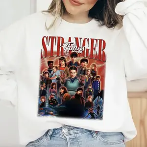 Stranger Th.in.gs Season 5 Inspired T-Shirt Sweatshirt Hoodie, Vintage Bootleg Style Graphic Tee, Retro Characters Unisex Streetwear for Series Fans