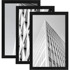 16x24 Poster Frame 3 Pack, Black Picture Frame Display 16 x 24 Poster, Horizontal and Vertical Wall Mounting