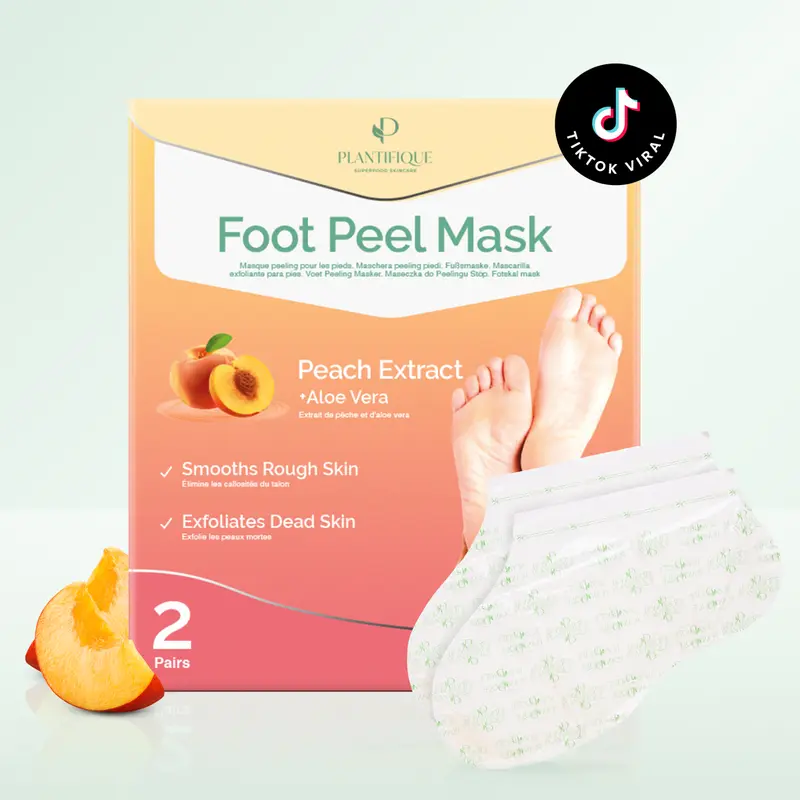 Plantifique Foot Peel Mask  - Exfoliating Callus Remover for Baby Soft Feet | Dermatologist Tested Dead Skin Remover for Dry Cracked Heels | Peeling Socks with Aloe Vera & AHAs | Repair Rough Skin Pedicure Spa Kit for Men & Women