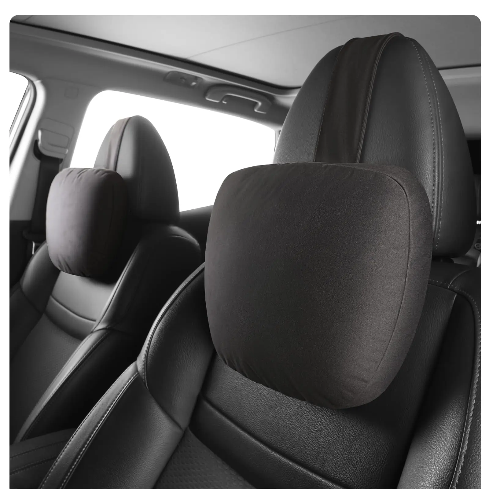 2pcs Car Neck Pillows for Headrests - Portable Non-Toxic Dual-Use Neck Support, Microfiber Velvet & Plant-Based Synthetic Fabric, Adjustable Thickness & Height, 11.8x7.5in Detachable Fillable Inner Liner for Drive Seat Relaxation, 11.8X7.5 Inch, Automotiv