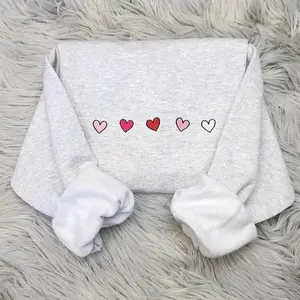 Embroidered Hearts Design Sweatshirt - Valentine's Day Shirt, Mini Hearts Crewneck or Hooded Sweatshirt Classic Fabric