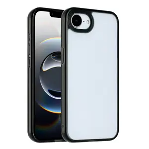 For iPhone 16E Phone Case [Hard Plastic & Soft Silicone Bumper] Acrylic Non Yellowing Thin Slim Protective Cover