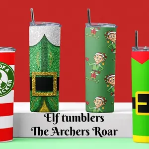Elf- Christmas - Skinny 20oz Tumblers - with lid and 2 straws Drinkware Stainless Steel Water Bottles Portable