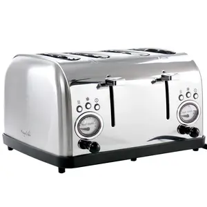 MegaChef  4 Slice Wide Slot Toaster with Variable Browning in Silver