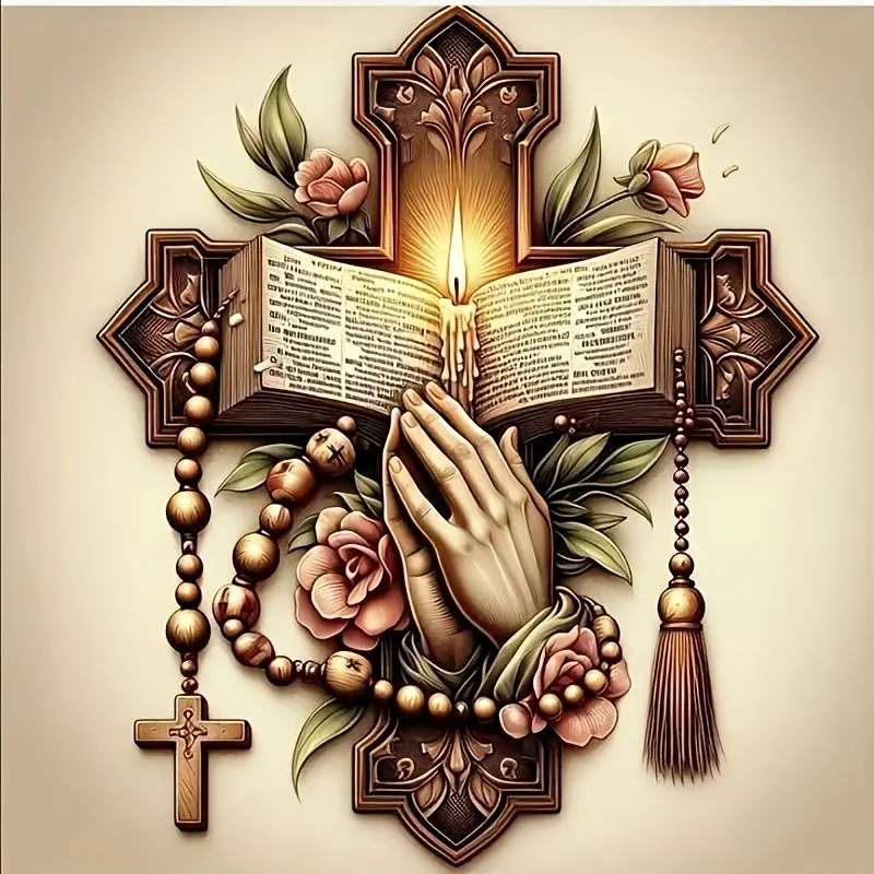 Cross, Bible DIY Handicraft Diamond Painting Kit - Mosaic Art Craft for Holiday Gifts and Creative Handmade Projects, Home Wall Decor to Enjoy Easy Diamond Drawing. Frameless Diy Kits