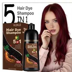 Wine Red Hair Dye Shampoo 5-in-1 for Gray Hair Coverage – Semi-Permanent Burgundy Hair Color Shampoo for Women & Men, Instant  Long-Lasting Natural Color in Minutes, Safe and Gentle Formula for All Hair Types, Champú Para Canas, 500ml