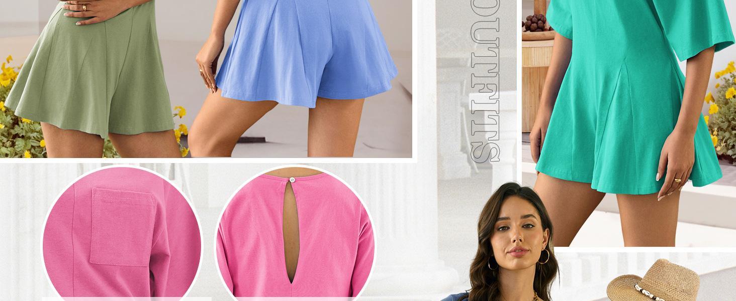 Imily Bela Rompers for Women Spring Outfits Summer Casual Short Sleeve Crew Neck Loose Jumpsuits with Pocket Summervibes Imily Bela Rompers for Women Spring Outfits Summer Casual Short Sleeve Crew Neck Loose Jumpsuits with Pocket Summervibes
