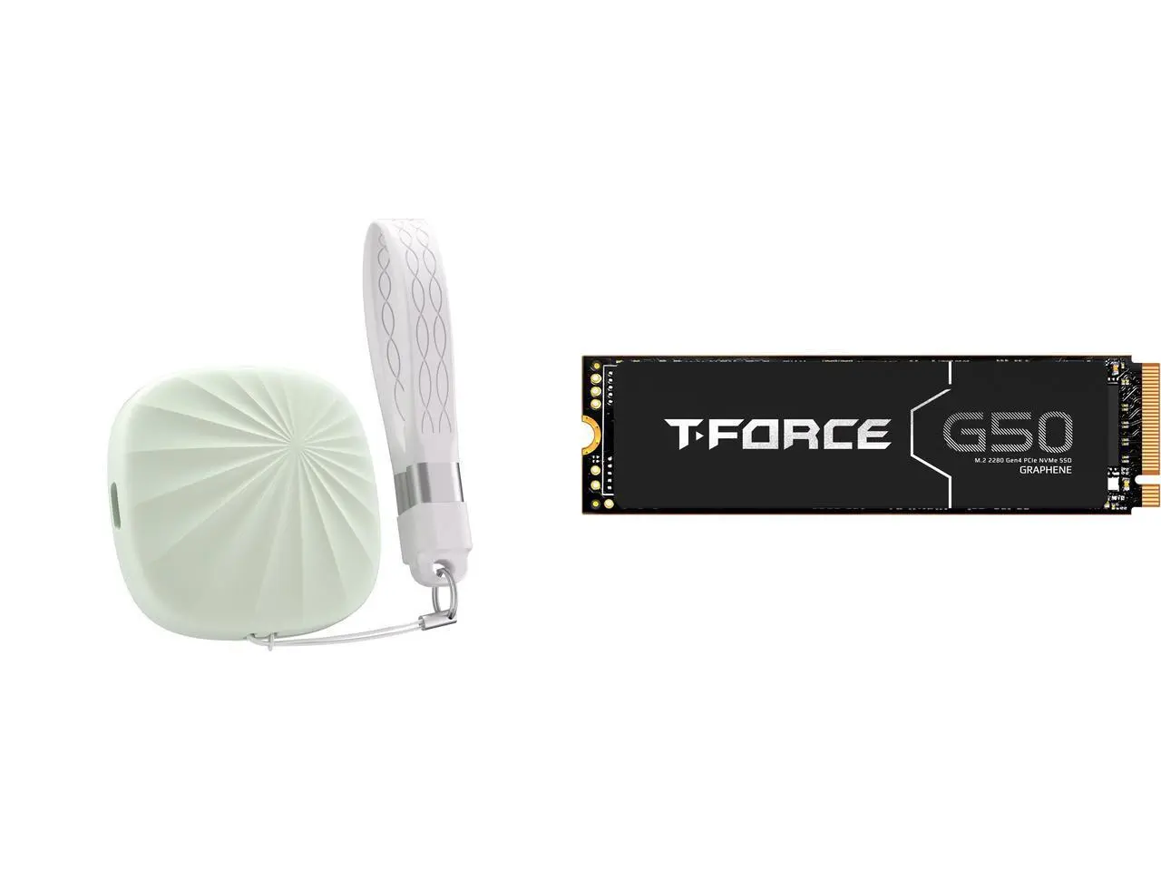 Nusyn 1TB NSP30 Portable SSD, 1050MB/s, USB 3.2 Gen2, USB-C, Plug & Play, Windows/macOS/Linux/Android/iOS - Green. Team Group T-FORCE G50 M.2 2280 512GB PCIe 4.0 x4 NVMe 1.4 TLC Internal SSD