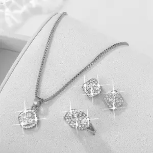 Capsule Wardrobe Square Jewelry Set, Diamond-Accent Necklace Ring Earrings 3-Piece, Everyday Essentials Minimalist Bling for Women men's Iced Out Cubic Zirconia Eternity Band slip chain vintage Hip Hop Crystal Sterling Silver Cross Black Bead Pendant link