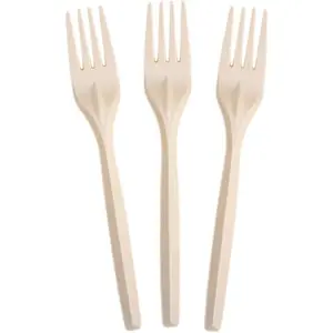 50 Pack - 6.7 Inch Heavy Duty Forks  Extra Strong Disposable Forks, Eco-Friendly Plant-Based Cornstarch Utensils for Party, BBQ, Catering (Ivory)