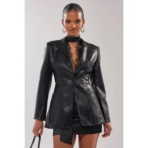 GOTTA GO FAUX LEATHER BLAZER