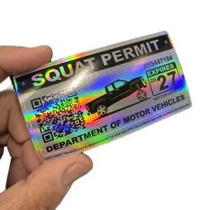 Squat Permit Decal Sticker 2x4 Holographic Vinyl Durable Custom Decal