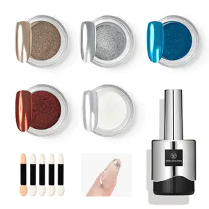 THREE COLOUR FISH 5 Jars Chrome Nail Powder Nail Art Glitter Decoration Metallic Mirror Effect Holographic Aurora Chameleon Pigment Powder 1g/Jar Pearl for Resin Craft & Nail Art