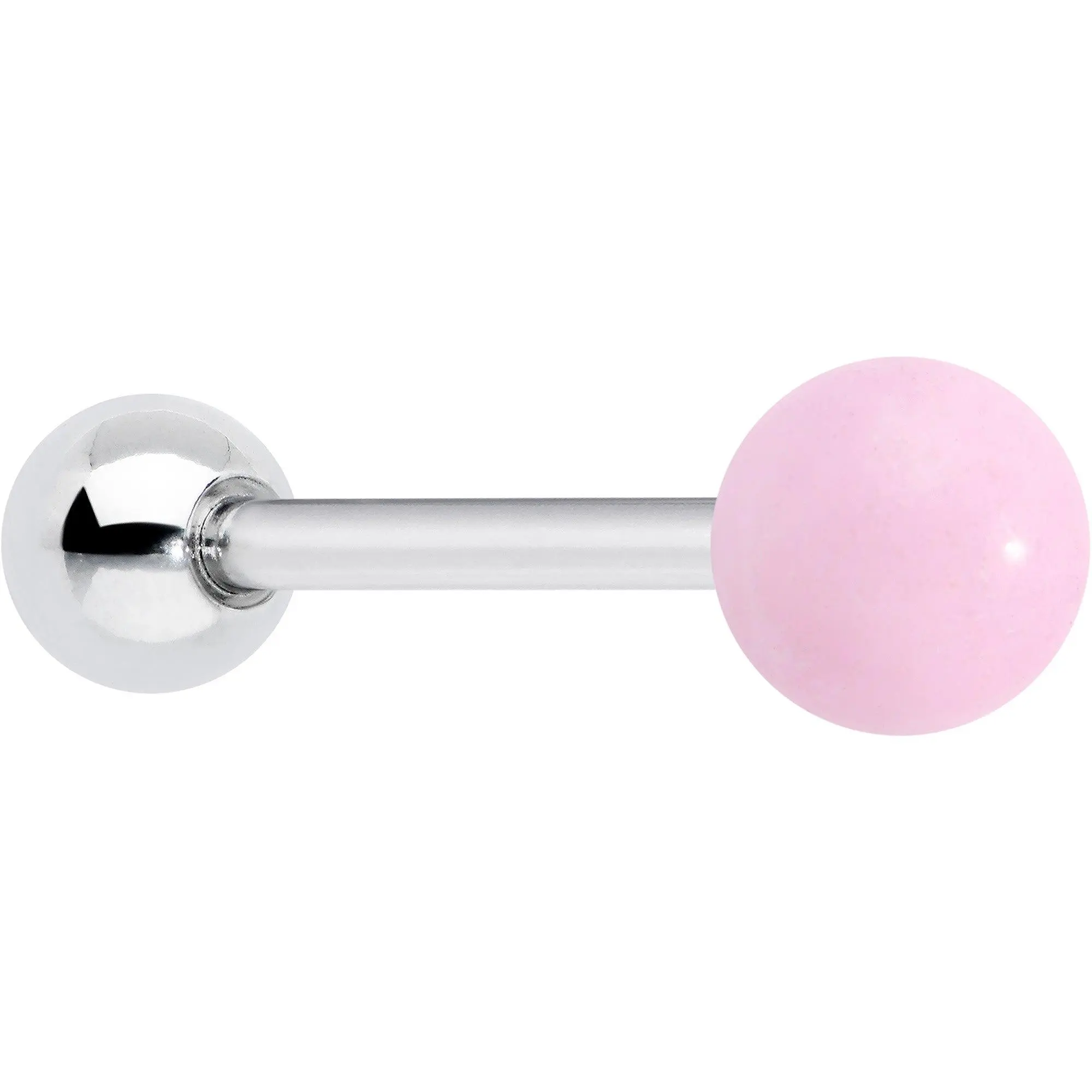 Pink Rose Quartz End Barbell Tongue Ring Pink Rose Quartz End Barbell Tongue Ring