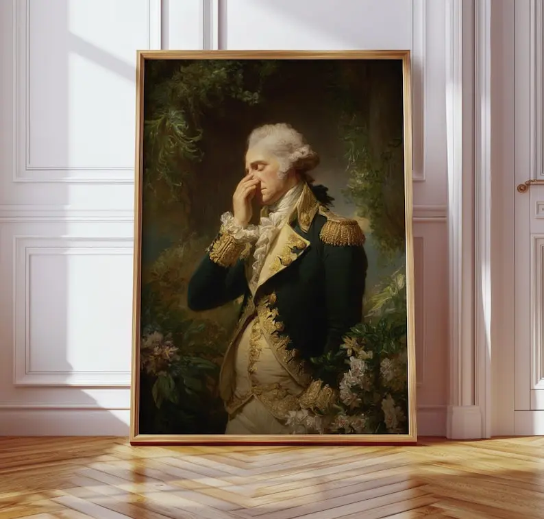 [UNFRAMED POSTER] Funny George Washington Smelly Bathroom Wall Art, Meme Poster Toilet Humor, Wall Art for Classic History Lovers Vintage Aesthetic Decor Gift