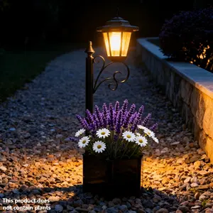 1Pc Outdoor Planter with Solar Light Post, Wall-Mounted & Freestanding Waterproof Garden Decor Light, Ideal for Yard, Pathway, Porch & Patio Decoration, Flowers Not Included, Solar Powered Planter Light