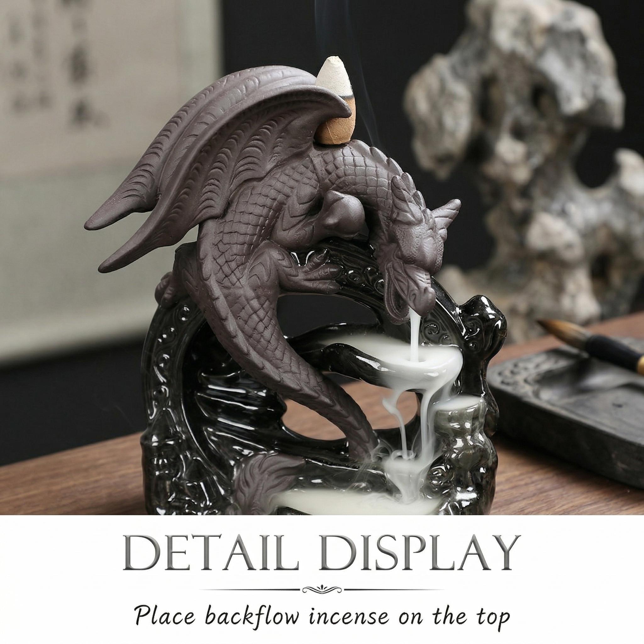 Ceramic ornaments / Dragonfly aroma diffuser with reverse-flow fragrance / Black dragonfly waterfall-style reverse-flow aroma decoration / Living room decoration / Garden decoration / Father's gift