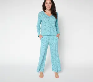 MUK LUKS Sweater Knit Cardigan and Wide Leg Lounge Set