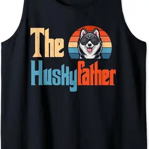 Vintage Huskyfather Costume Husky Sunglasses Owner Family Tank Top