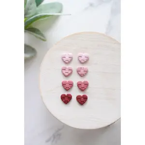 Checkered Heart Studs