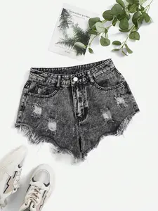 Plus Size American Vintage Ripped Denim Shorts, High Waist Slimming Hot Pants, Casual Summer Fashion, Women's Clothing