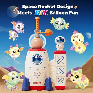 DIY Space Magic Balloon Craft Kit, Sticker Decorated Balloons Toy for Kids, Rocket Air Pump Fun, Balloon Animals, 36 Sticky Balloons & 134 Animal Sculptures, Balloon Party Supplies