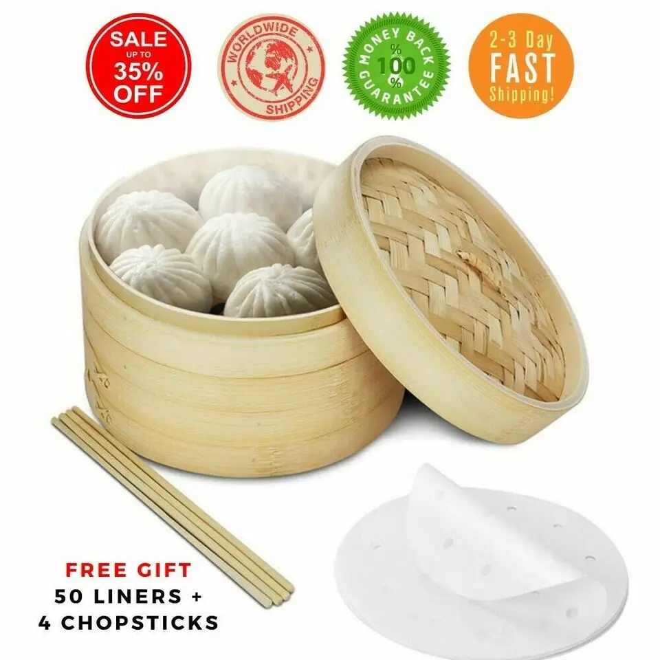 BAMBOO STEAMER 100% HAND MADE 10 INCH 2 TIER NEW BAMBOO STEAMER 100% HAND MADE 10 INCH 2 TIER NEW