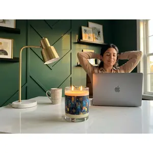 Custom Art | Midnight Cityscape Soy Candle by Artem Vivendi | Reusable Glass Vessel | Nervous System Reset | 65Hr Burn | White Tea & Fig or Ocean Mist & Moss