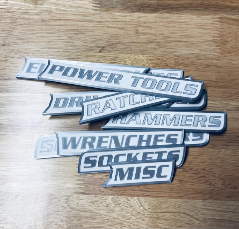 ColKy Designs - Custom Premium Magnetic Toolbox Labels for Tool Organization - 12 Pack of High Quality 3D Printed Personalized Magnets for Metal Cabinets, Drawers, Tool Chests, Decor Plastic Gift - Maed to Order • Core Colors • No Custom Text