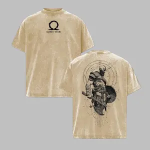 Kratos – God of War Tshirt Wash & Hoodie Wash – Oversize Unisex Cotton, Double Printed Heavyweight Graphic Tee, Greek Myth Warrior Streetwear Merch