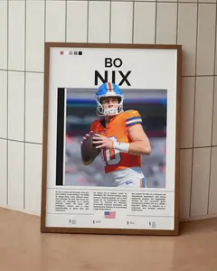 Bo Nix Football Poster – Unframed Sports Room Art Print, Perfect for Fans & Home Decor, No Frame