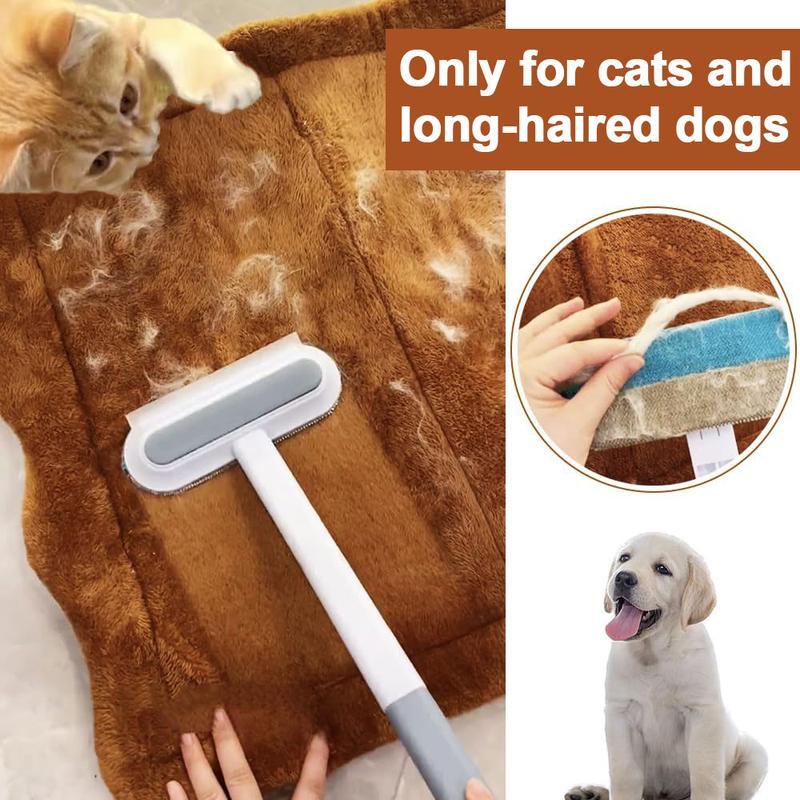 Upgraded Reusable Pet Hair Remover Brush – Extra-Long Handle Lint Cleaner for Dog & Cat Hair, Washable Multi-Surface Tool for Furniture, Bedding, Clothes & Car Interiors