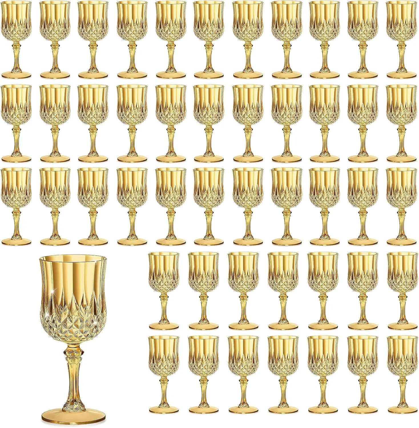 7oz Plastic Wine Glasses, Reusable Vintage Goblets Unbreakable Drinking Glasses Crystal Water Cups Champagne for Wedding, Parties