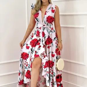 New Summer Style Commuting High-Waisted Designer Print Dress