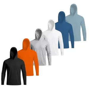 Men's Solid Color Hooded Sweatshirt Set ,Oversized,Loose  Sunscreen, Quick-Drying Breathable Fabric, Gym Workout Tops, Compression Shirt, Fishing Techwear, All-Season Activewear