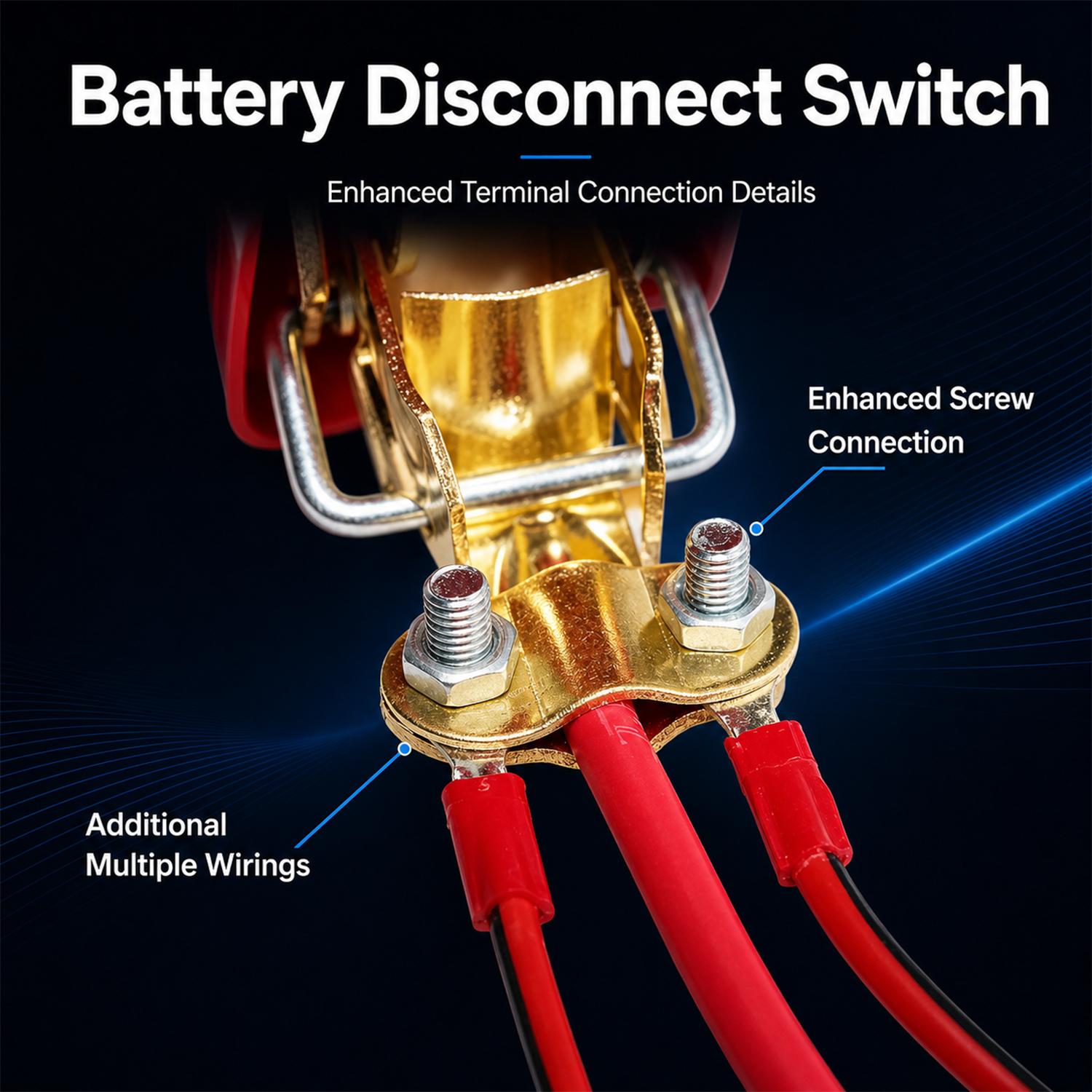 2 PCS Brass Metal Battery Terminal Connector Set - 12V/24V Rated Top Post Clamps with Red & Blue Covers, Quick Release Quick Disconnect Cable Ends for Cars, Trucks